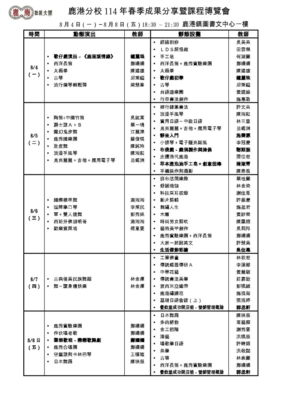 鹿港分校114 年春季 成果分享暨課程博覽會圖片